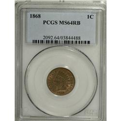 1868 1C MS64 Red and Brown PCGS. Speckled "woodgrain"