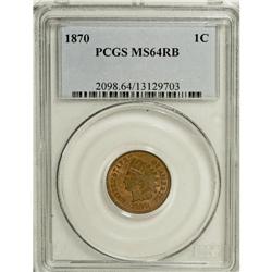 1870 1C MS64 Red and Brown PCGS. Pleasing luster emana