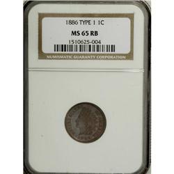 1886 1C Type One MS65 Red and Brown NGC. Type One, att