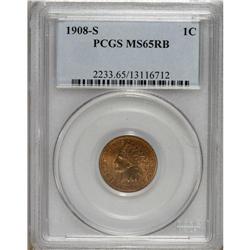 1908-S 1C MS65 Red and Brown PCGS. Copper-gold luster
