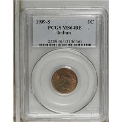 1909-S 1C MS64 Red and Brown PCGS. An important and po