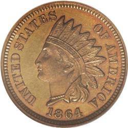 1864 1C Bronze No L PR64 Red NGC. An important one-yea