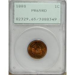 1880 1C PR65 Red PCGS. A needle-sharp Gem with moderat
