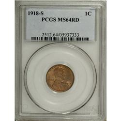 1918-S 1C MS64 Red PCGS. Lustrous and well struck with