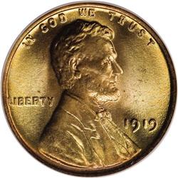 1919 1C MS67 Red PCGS. Vivid amber-orange hues dominat