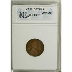 1922 No D 1C Strong Reverse--Cleaned--ANACS. VF30 Deta