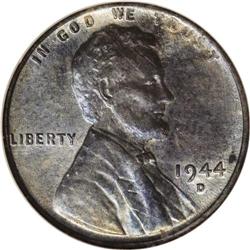 1944-D 1C --Struck on a Zinc-Coated 1943 Steel Cent Pla