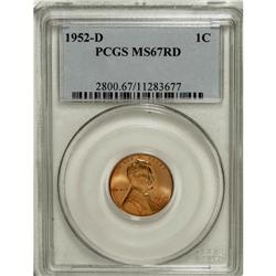 1952-D 1C MS67 Red PCGS. Sharply struck with intense l