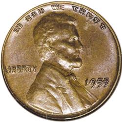 1955/55 1C Doubled Die Obverse MS62 Brown NGC. Fully l