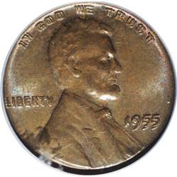 1955/55 1C Doubled Die Obverse MS64 Brown PCGS. FS-101