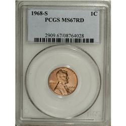 1968-S 1C MS67 Red PCGS. Intense luster radiates from
