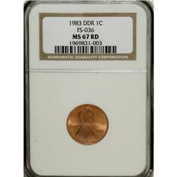 1983 1C Doubled Die Reverse MS67 Red NGC. FS-036. An o
