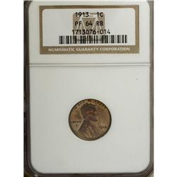 1913 1C PR64 Red and Brown NGC. A light-tan-gold piece