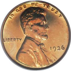 1936 1C Type Two--Brilliant Finish PR65 Red PCGS. The