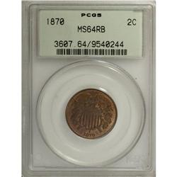 1870 2C MS64 Red and Brown PCGS. More copper-gold than