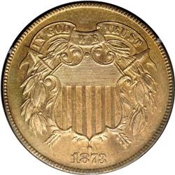 1873 2C Closed 3 PR64 Red and Brown PCGS. With a minta