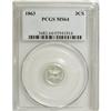 Image 1 : 1863 3CS MS64 PCGS. A beautiful, untoned silver-white