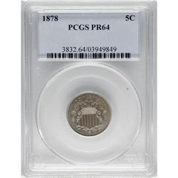 1878 5C PR64 PCGS. Sharply struck on all of the design
