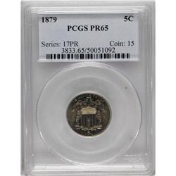 1879 5C PR65 PCGS. This attractive Gem proof is from a