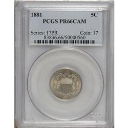 1881 5C PR66 Cameo PCGS. The second 8 in the date is c