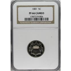 1881 5C PR66 Cameo NGC. Sharply struck and well preser
