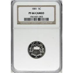 1881 5C PR66 Cameo NGC. The white-on-black contrast on