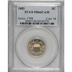 1882 5C PR66 Cameo PCGS. Crisply struck with pleasing