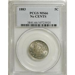 1883 5C No Cents MS66 PCGS. The 1883 No Cents is commo