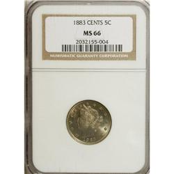 1883 5C With Cents MS66 NGC. Thick mint frost covers e