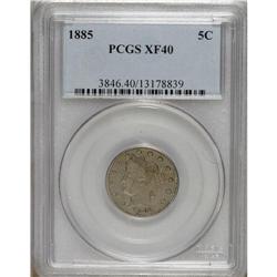1885 5C XF40 PCGS. A light, gray-toned example of this