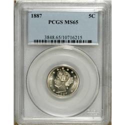 1887 5C MS65 PCGS. A highly lustrous piece that has an