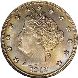 1912-S 5C MS65 ANACS. The peach centers are bounded by