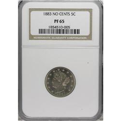1883 5C No Cents PR65 NGC. A sharply struck, lustrous,