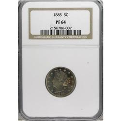 1885 5C PR64 NGC. Boldly impressed and gleaming beneat