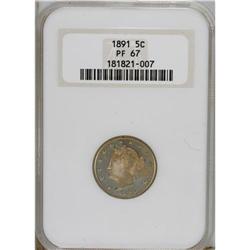 1891 5C PR67 NGC. Crisply struck and contact-free, wit