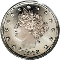 1908 5C PR67 Cameo PCGS. One of 1,620 pieces coined fo