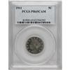 1911 5C PR65 Cameo PCGS. This Gem Cameo proof exhibits