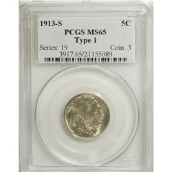 1913-S 5C Type One MS65 PCGS. The strike is sharp thro