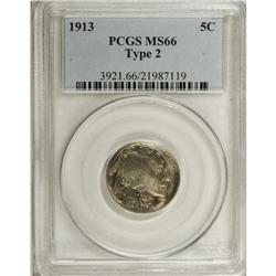 1913 5C Type Two MS66 PCGS. Softly struck with satin l