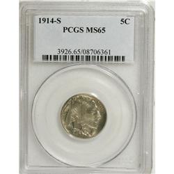 1914-S 5C MS65 PCGS. A lovely Gem example, well-define
