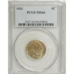 1921 5C MS66 PCGS. Sharply struck and lustrous, with l