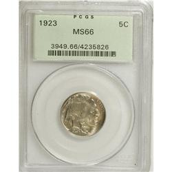 1923 5C MS66 PCGS. An impressive Premium Gem with gorg