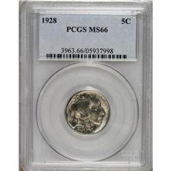1928 5C MS66 PCGS. The untoned silver-white obverse ce