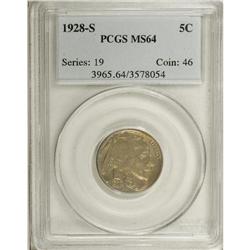 1928-S 5C MS64 PCGS. Generally boldly struck, even if