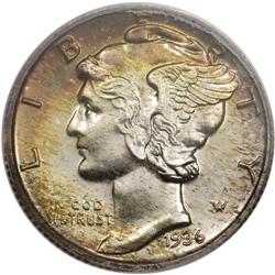 1936 10C Dime PR67 PCGS. Originally toned, the centers