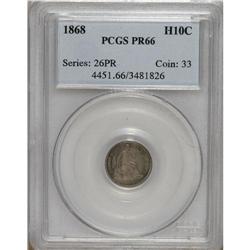 1868 H10C PR66 PCGS. Attractive sky-blue, lilac, and g