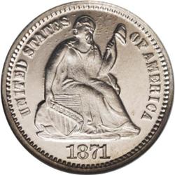 1871 H10C PR66 Cameo NGC. With 960 specimens struck, t