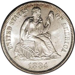 1884 10C MS67 PCGS. Ex: Larry Shapiro. A simply outsta