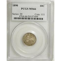 1890 10C MS66 PCGS. Iridescent cobalt-blue, light gray