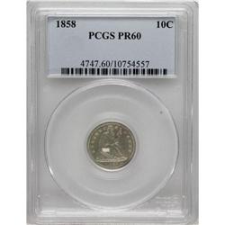 1858 10C PR60 PCGS. Crystal clear design details and u